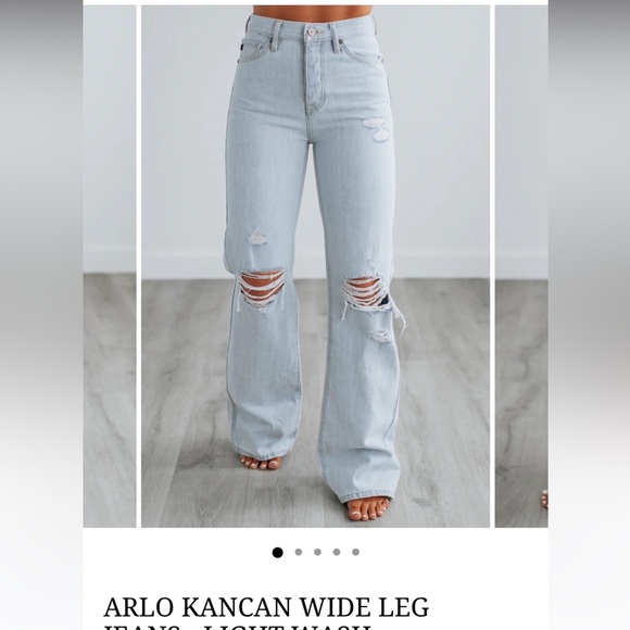 KanCan Women's Light Blue Wide Leg Jeans - Picture 1 of 5